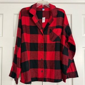 NWT Old Navy Red Black Buffalo Check Plaid Flannel PJ Pajama Top Size 2X